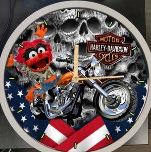 Animal muppets Harley Davidson dance lights clock